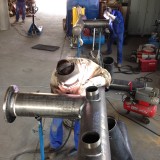 Welding the hydrant in the hall